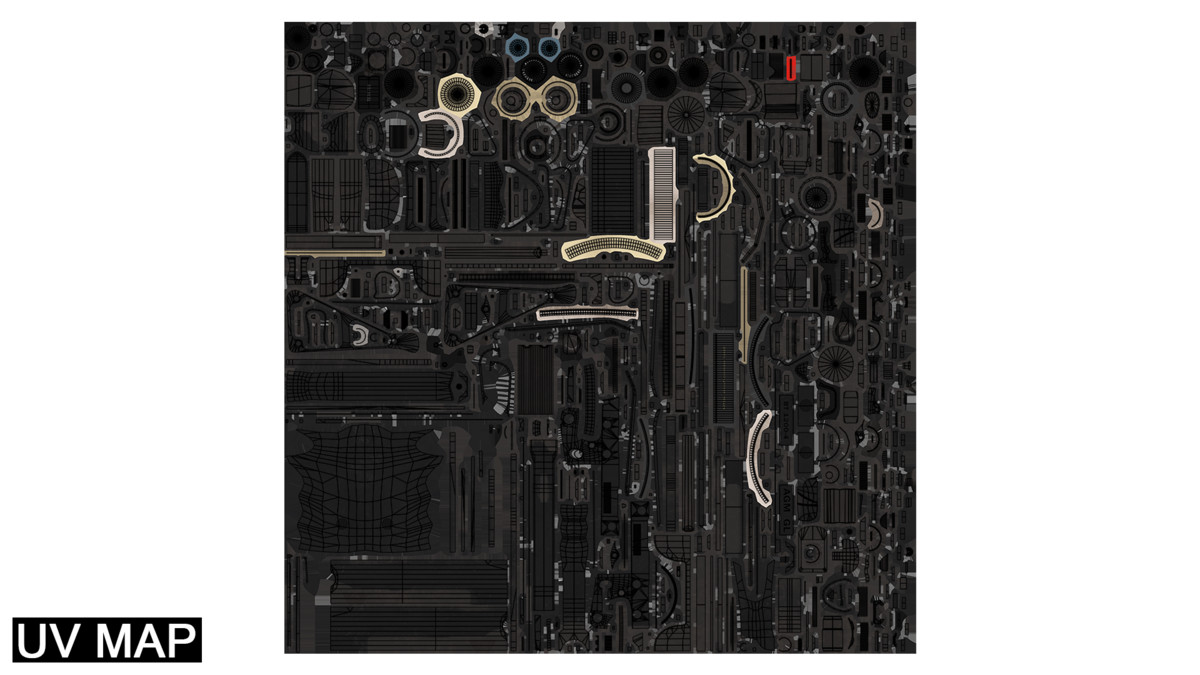 6 Grenade Launcher Black URP HDRP Textures