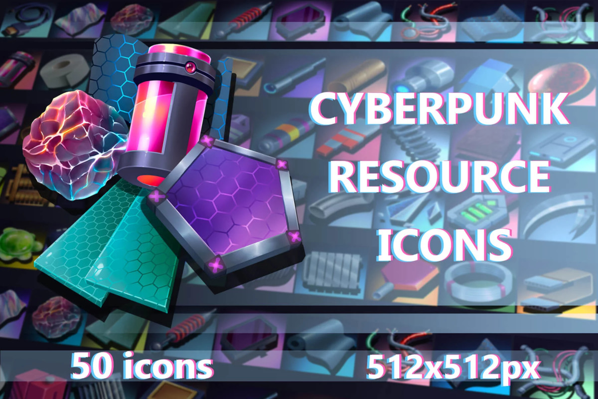 2700 Cyberpunk RPG Icons Pack