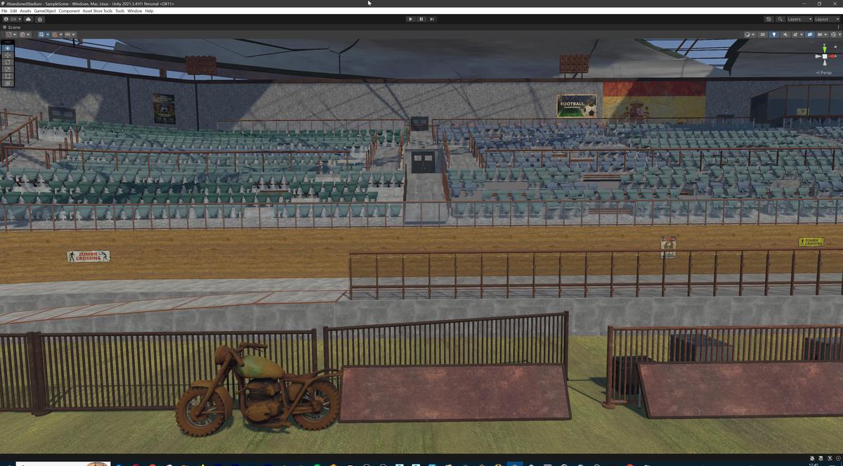 Abandoned Post-Apocalyptic Football Stadium - Modular Environment 3d Level