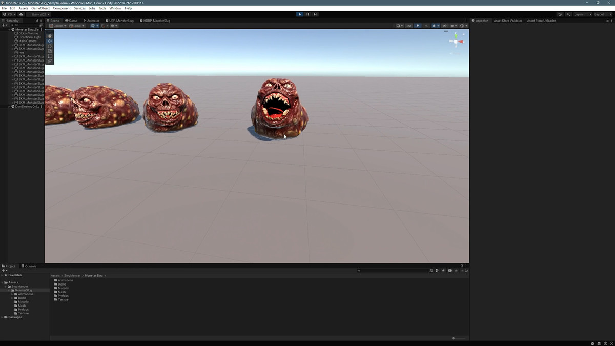 Monster Slug, a slimy creature for horror games. animated character with 2 skins