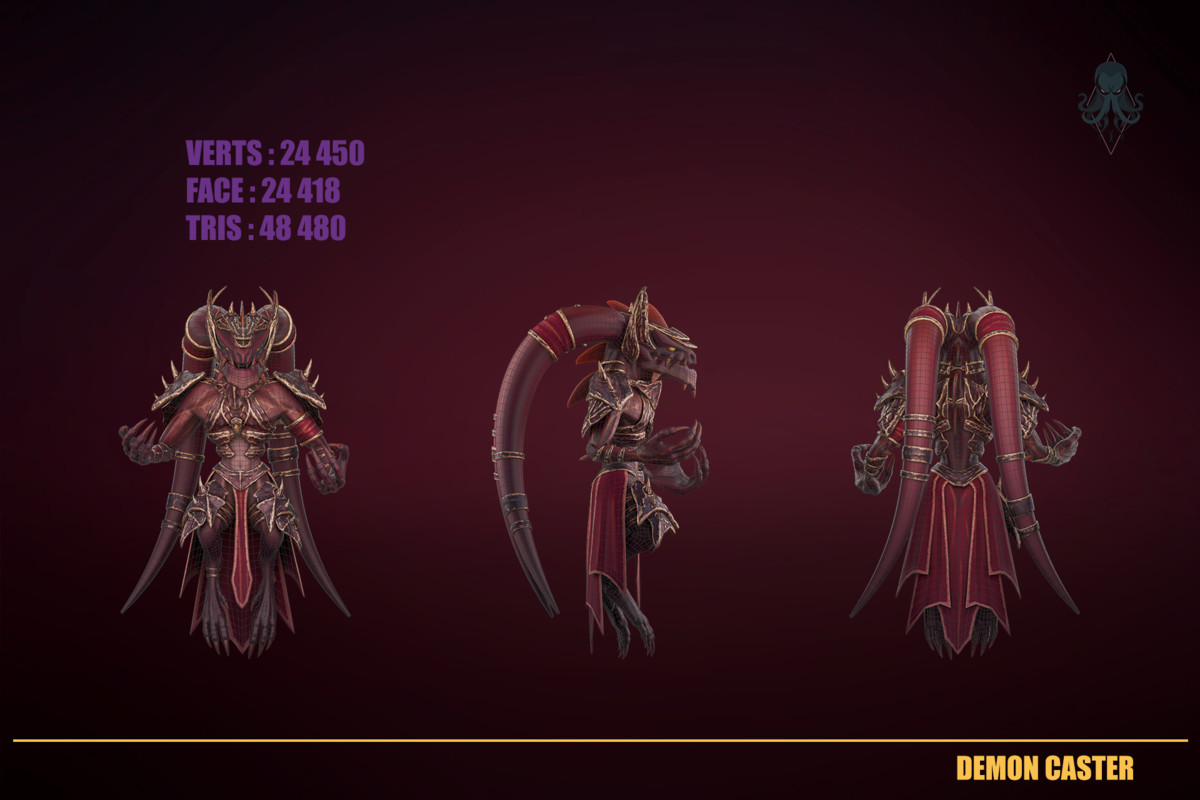 Stylized Modular Demon Caster Creature