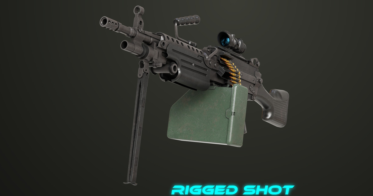 Machine Gun Sandal and Black Ammo Box URP HDRP Textures
