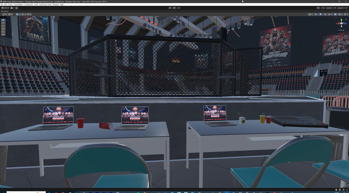 MMA Arena Stadium Interior - Octagon Fight Championship Nodular 3D Level