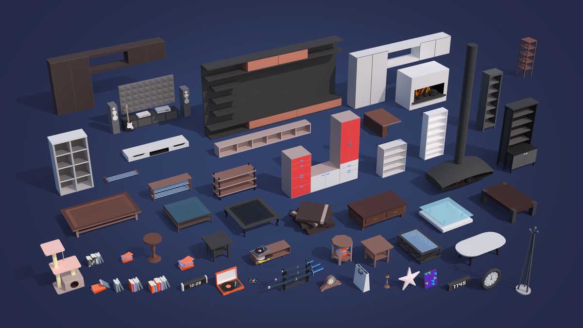 Entertainment Rooms - Low Poly 3D Models Pack
