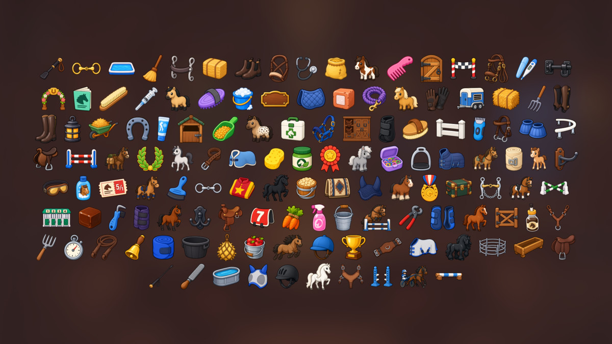 Horse Racing Equestrian Stable Riding Care Icons Pack