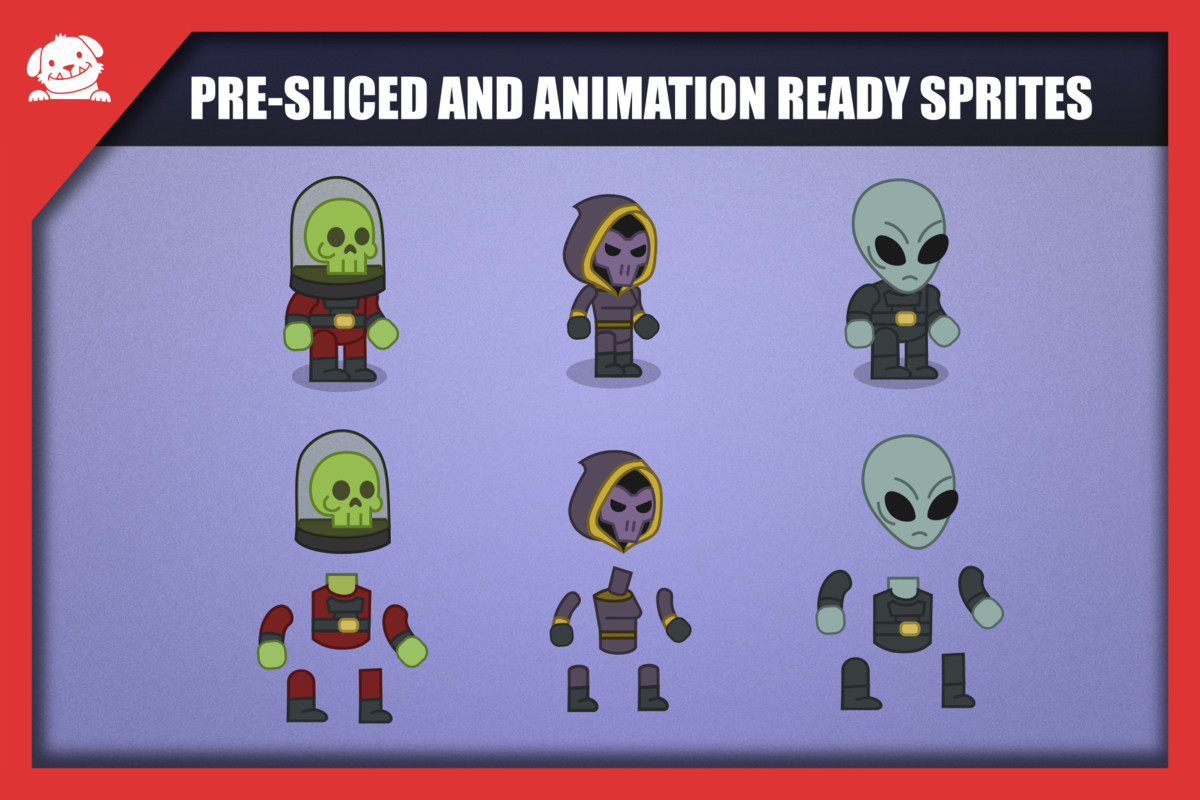 2D Cartoon Sci-Fi Space Enemy Characters