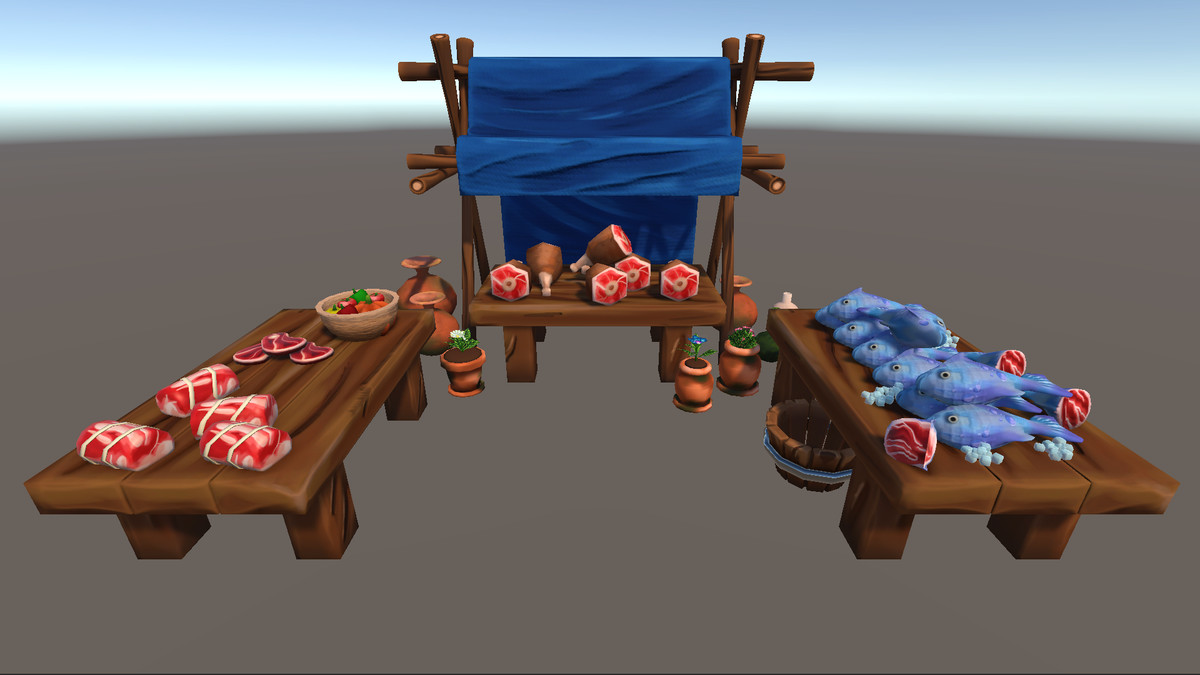 Stylized Hand-Painted Market Stalls & Props