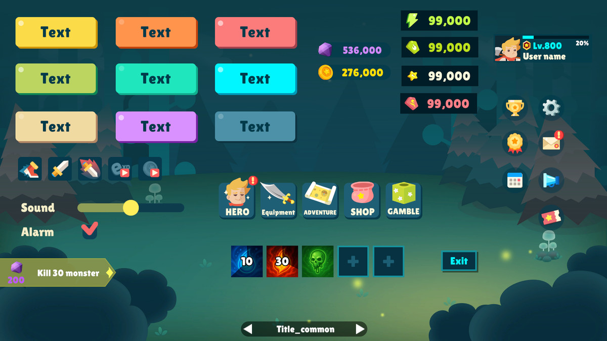 Idle Game Horizontal UI Kit
