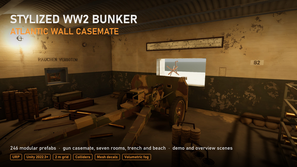 Stylized WW2 Bunker: Atlantic Wall Casemate | Modular Military Environment Kit