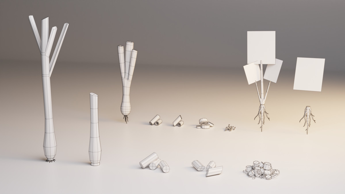 Stylized Asian Vegetable 3D Model Pack – Modular Low Poly Set