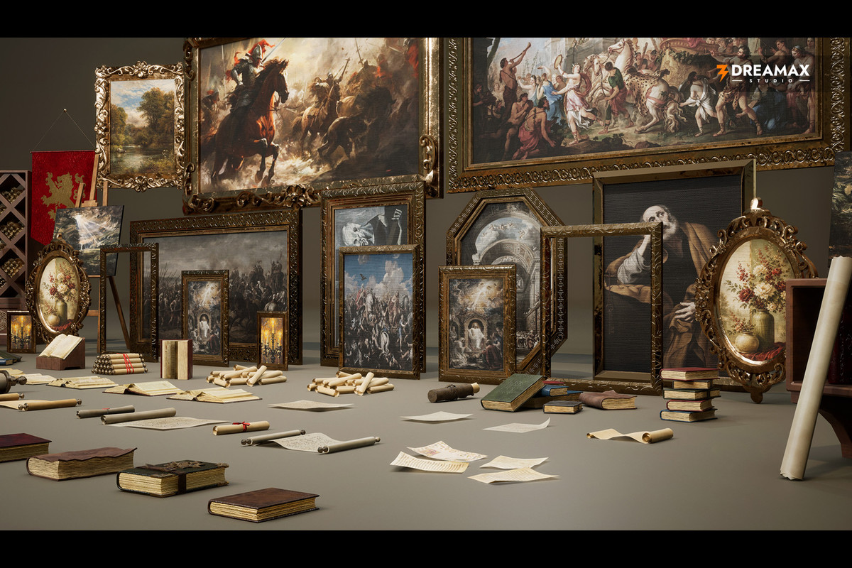 Medieval & Fantasy Paintings - Books, Scrolls & Picture Frames Vol. 1
