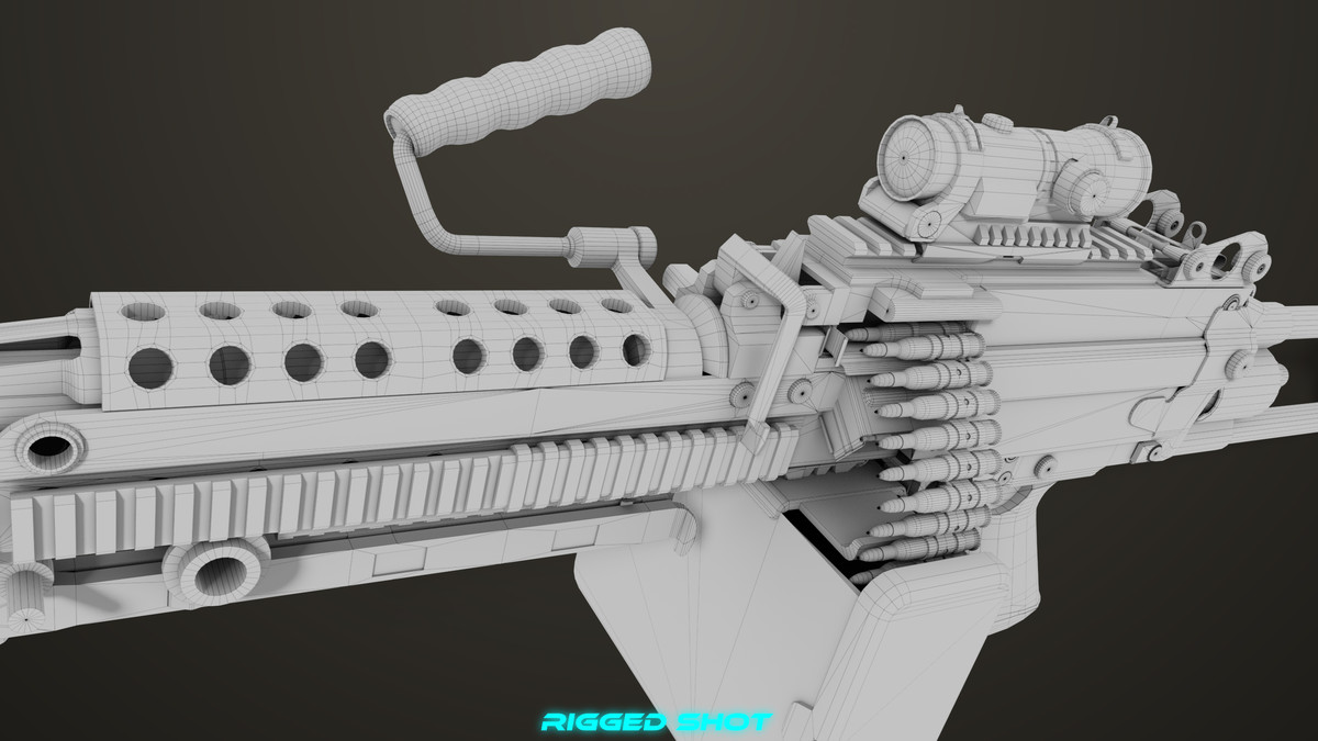 Machine Gun Sandal and Black Ammo Box URP HDRP Textures