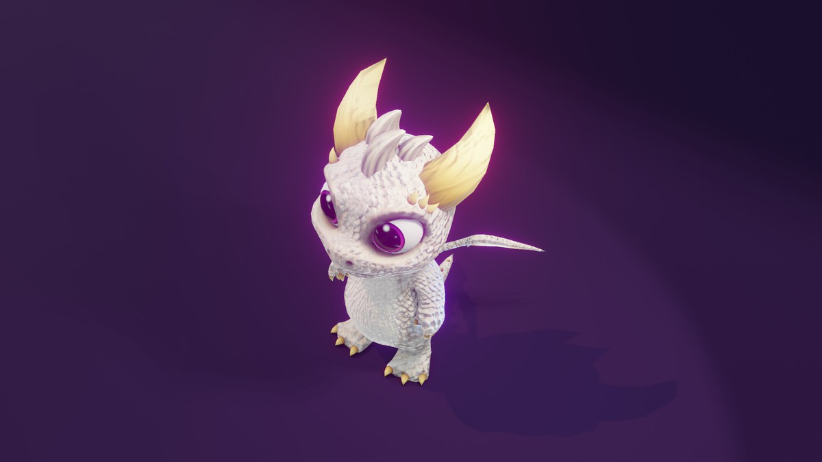 Cartoon White Dragon 3D Model (Low-Poly, Game-Ready, Animated, Built-In)