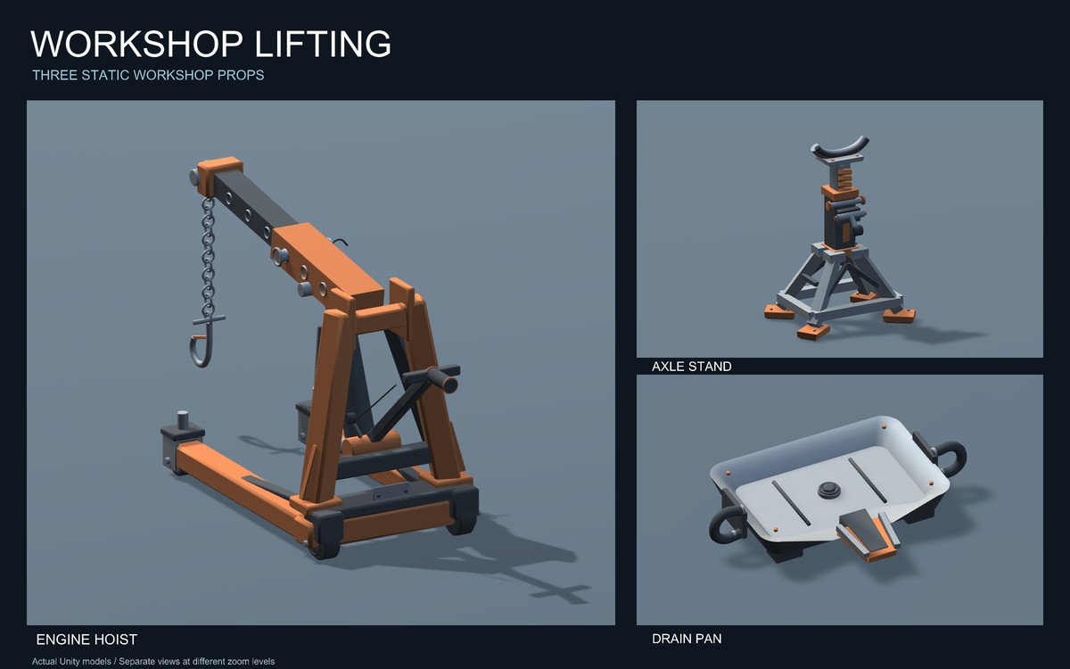 Workshop Lifting Pack - Engine Hoist Axle Stand and Drain Pan