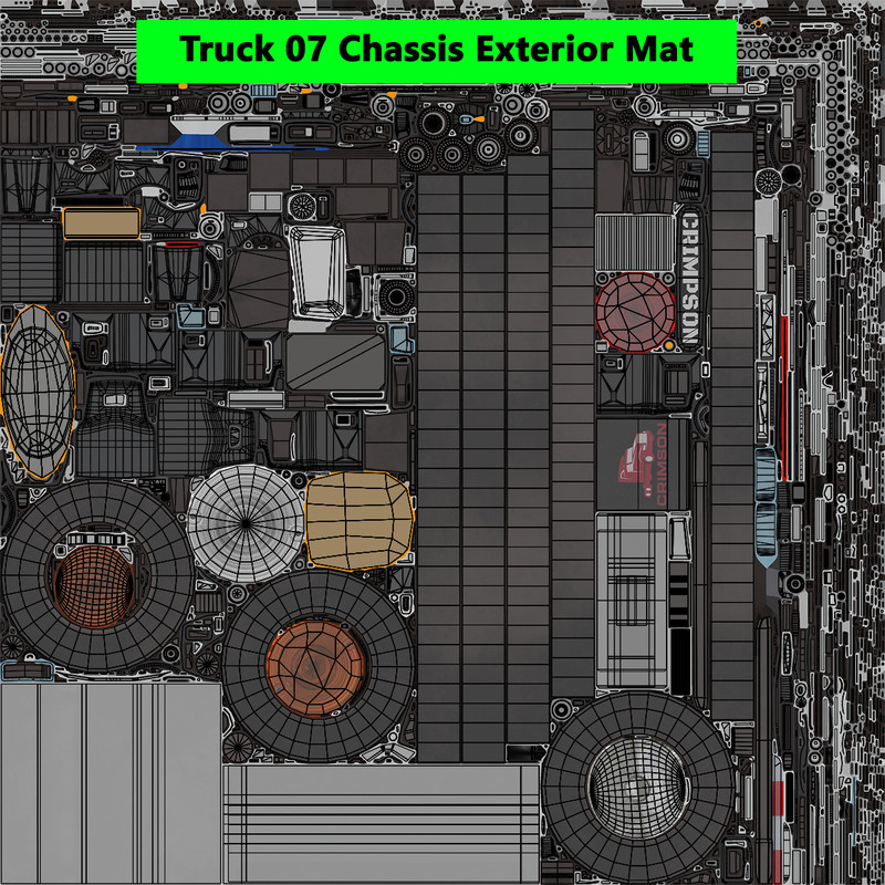 Truck 07 Log Trailer Grey Version URP HDRP Textures