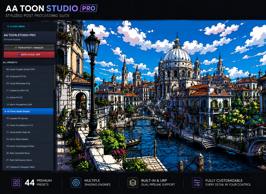 AA Toon Studio Pro — Stylized Post Processing & Toon Shader System