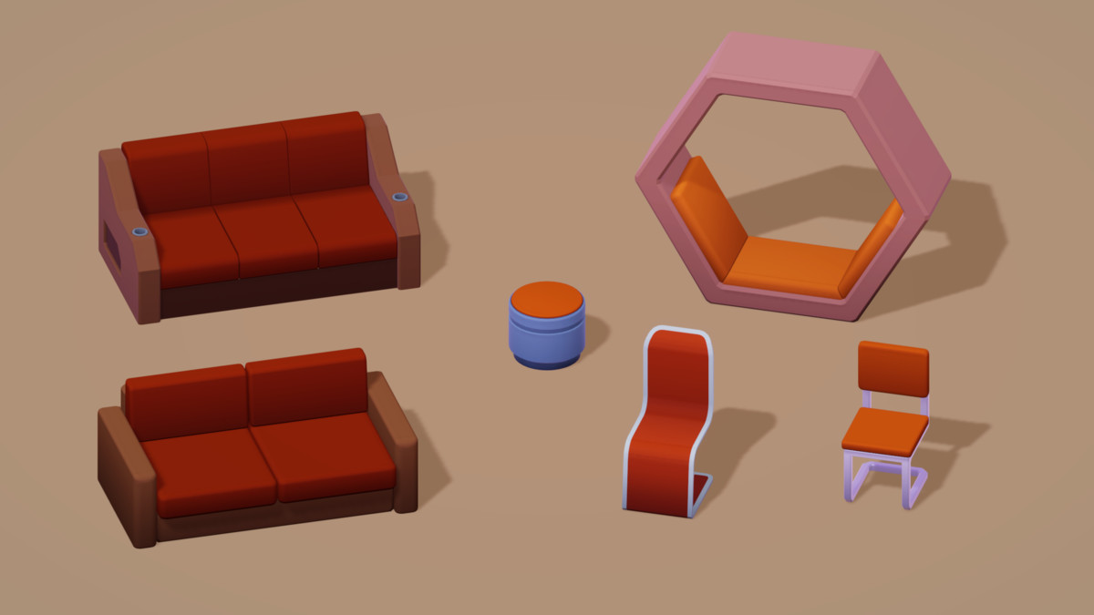 Sci-Fi Living Quarters - Low-Poly Asset Pack 01