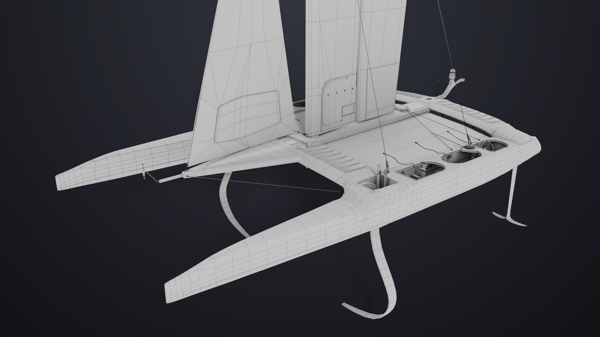 Yacht Hydrofoil Sailing Boat 02 Black URP HDRP Textures