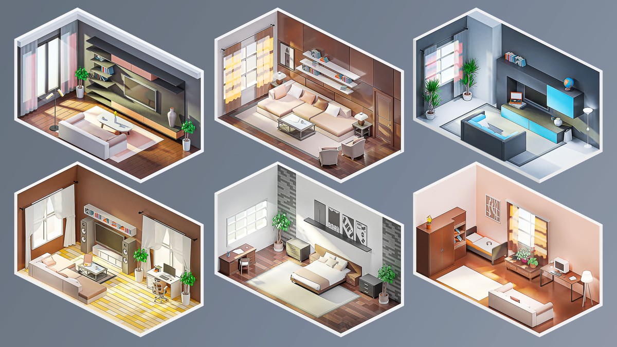 Interior 7 - Low Poly 3D Models Pack