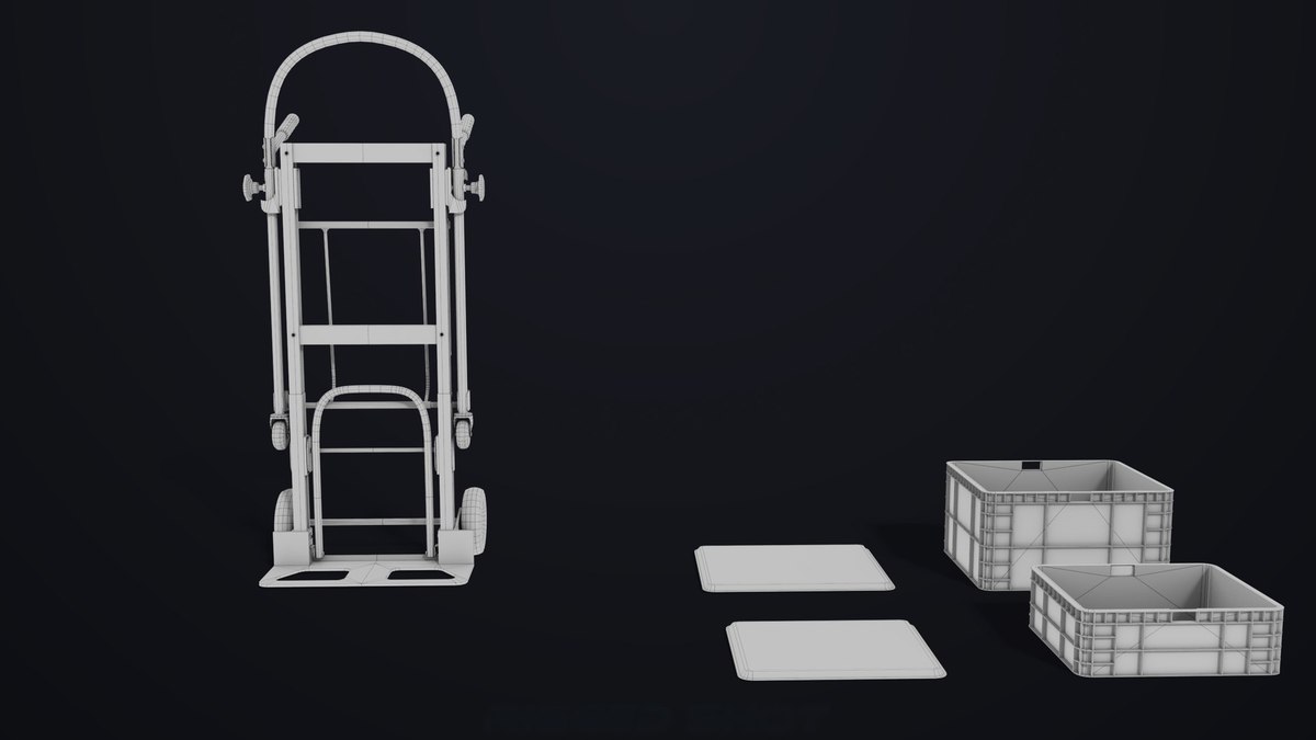 Convertible Hand Truck Steel URP HDRP Textures