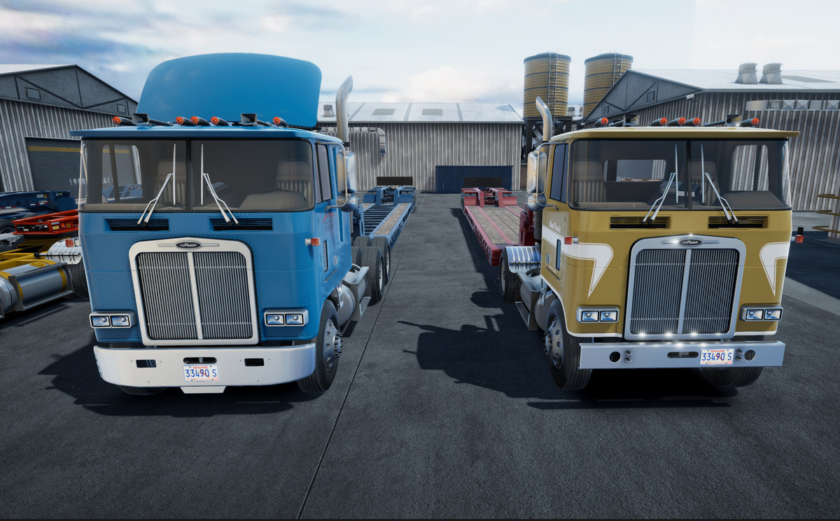 80s Cabover Truck with lowboy trailer