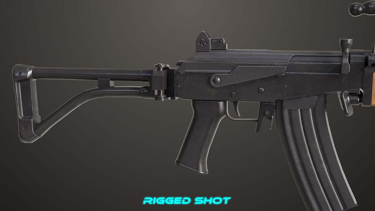 Machine Gun 13 Wood Handle URP HDRP Textures