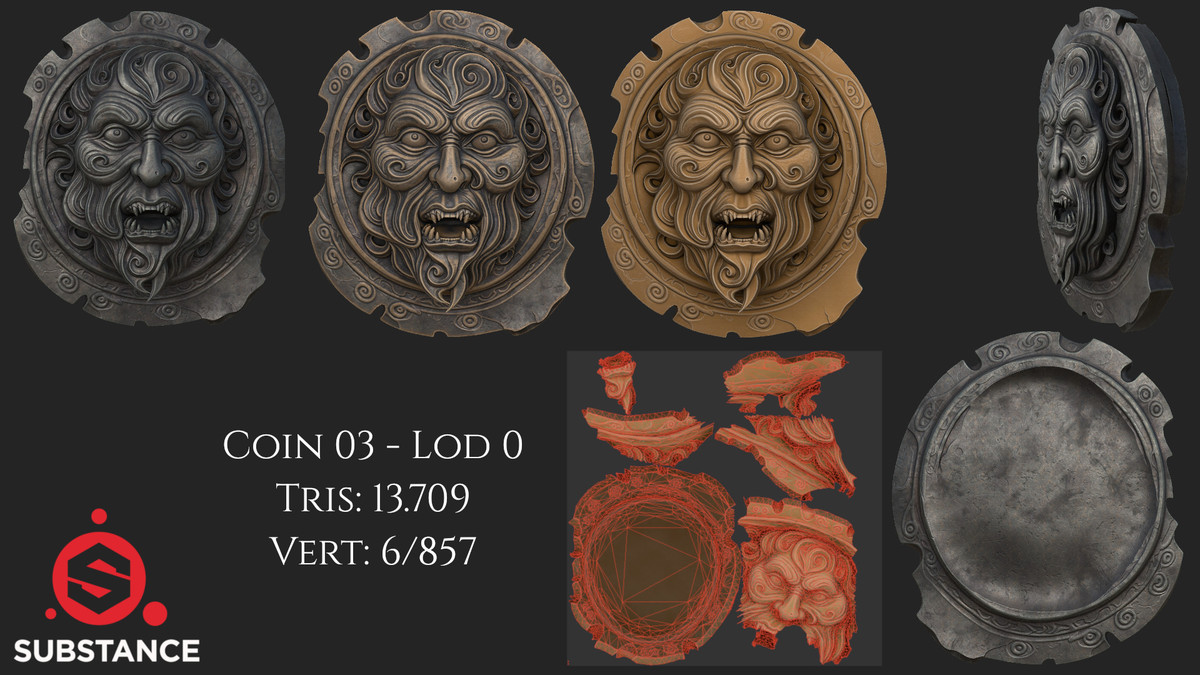 5 Dark Fantasy Coins / Medal in Gold, Silver and Bronze