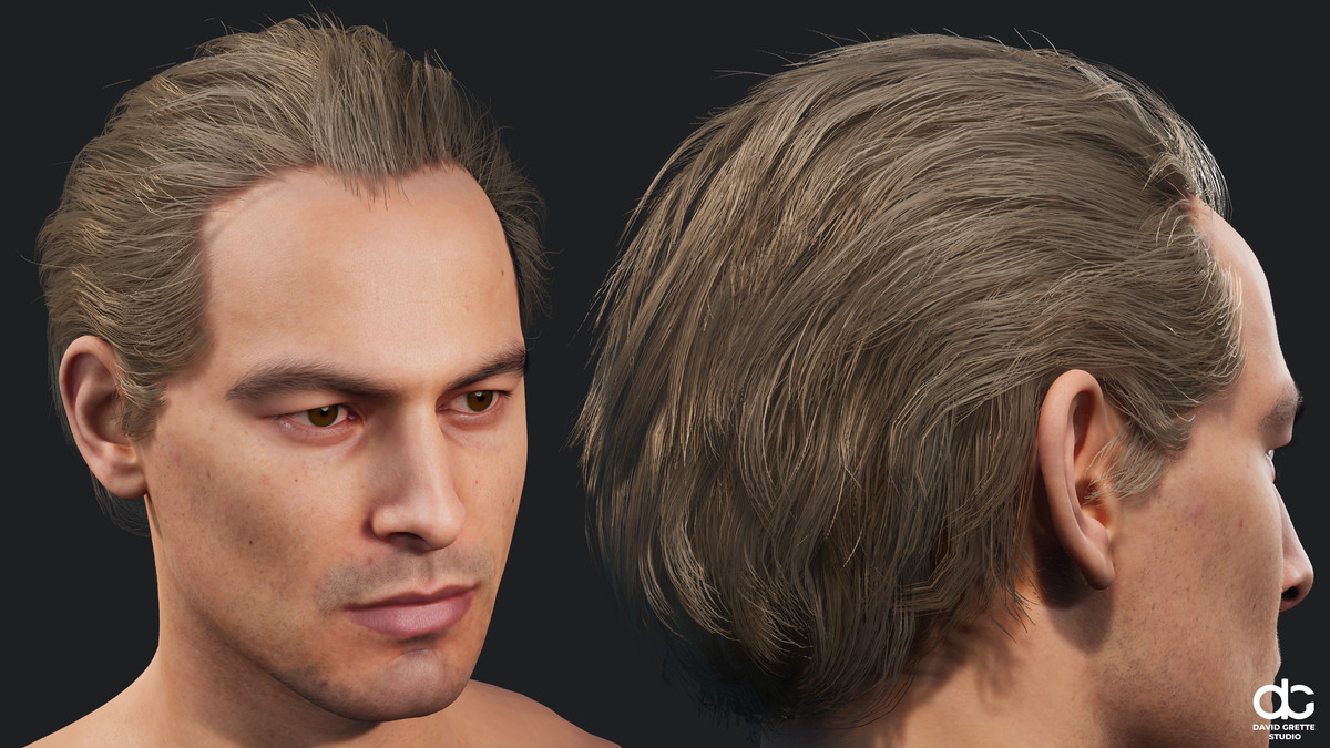 Realistic male hairstyles, pack #5 | Rigged hair, game-ready, low-poly
