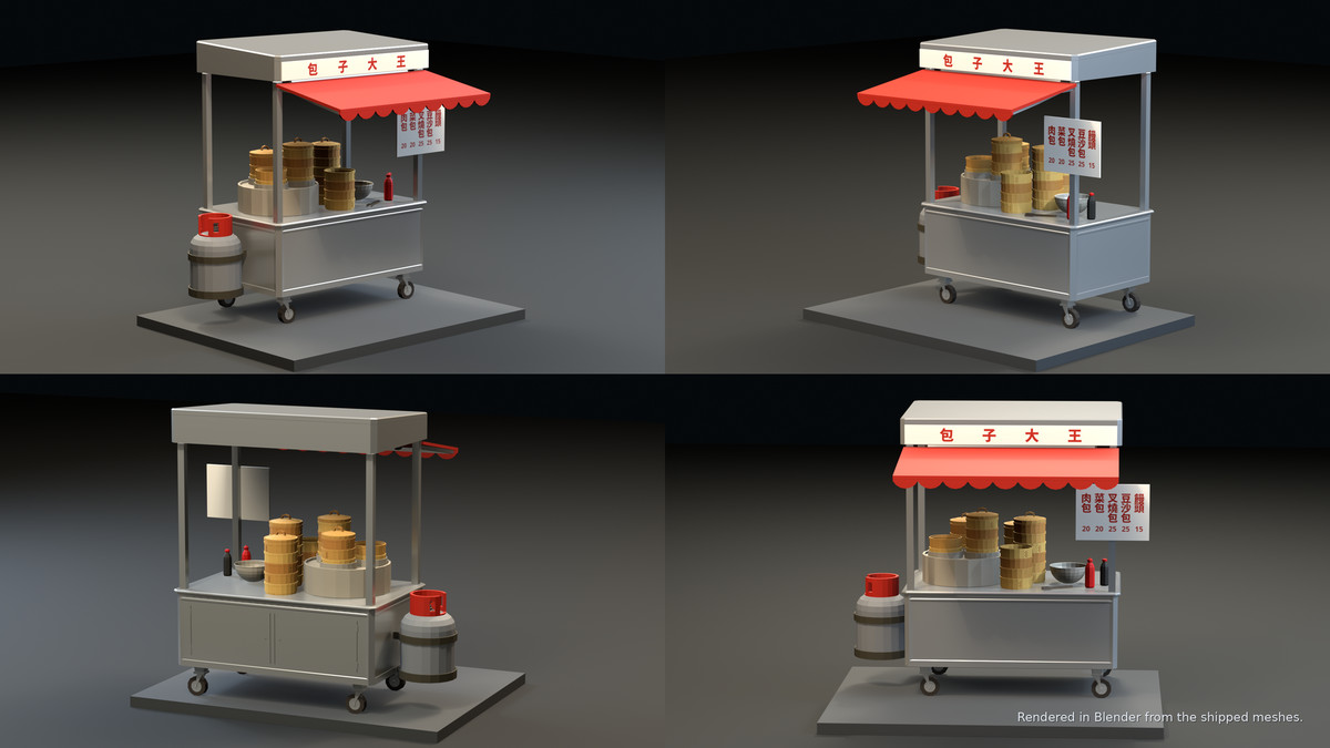 Asian Street Food Carts & Stalls: Low Poly Pack
