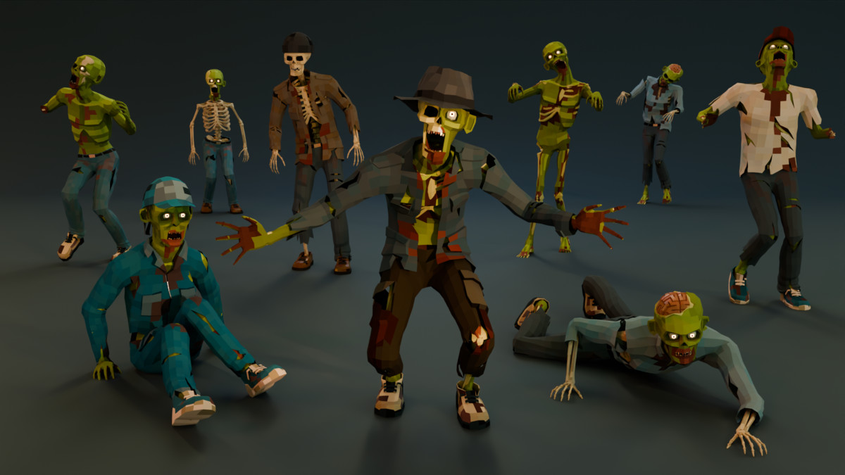 Zombie Man Modular Pack Low-Poly Stylized