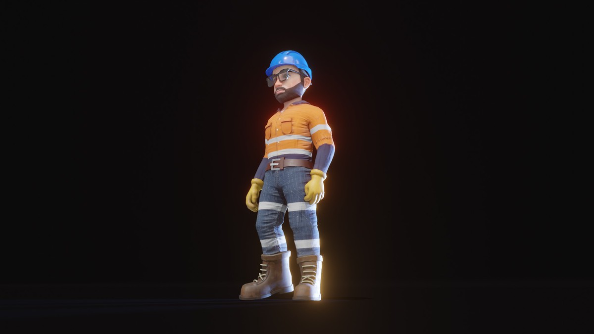 Stylized Male Worker 3D Model – Animated & Customizable (Game-Ready, Built-In)