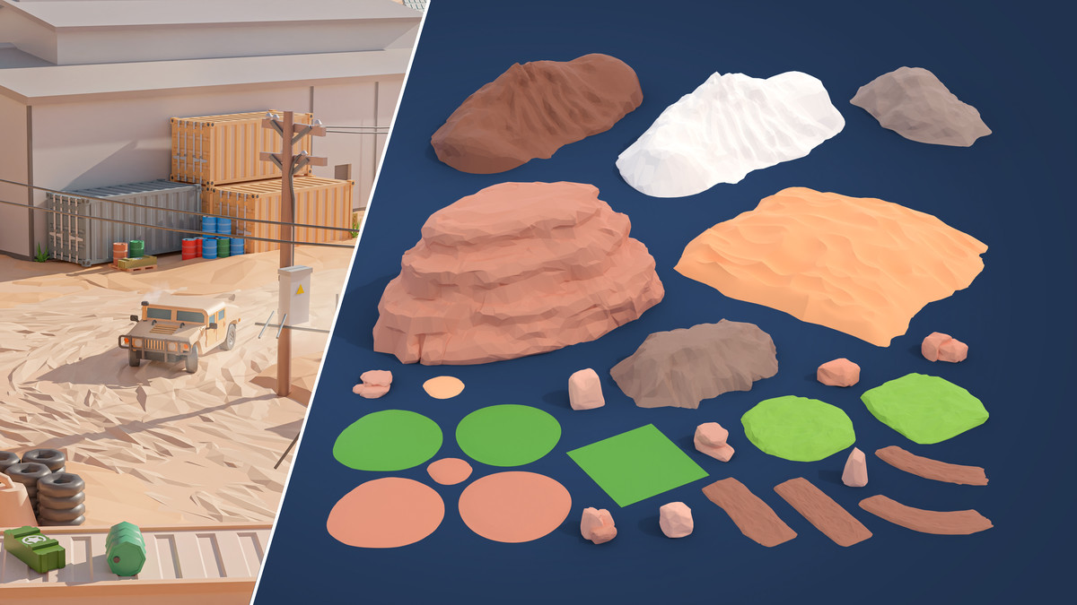 Military Desert - Low Poly 3D Models Pack