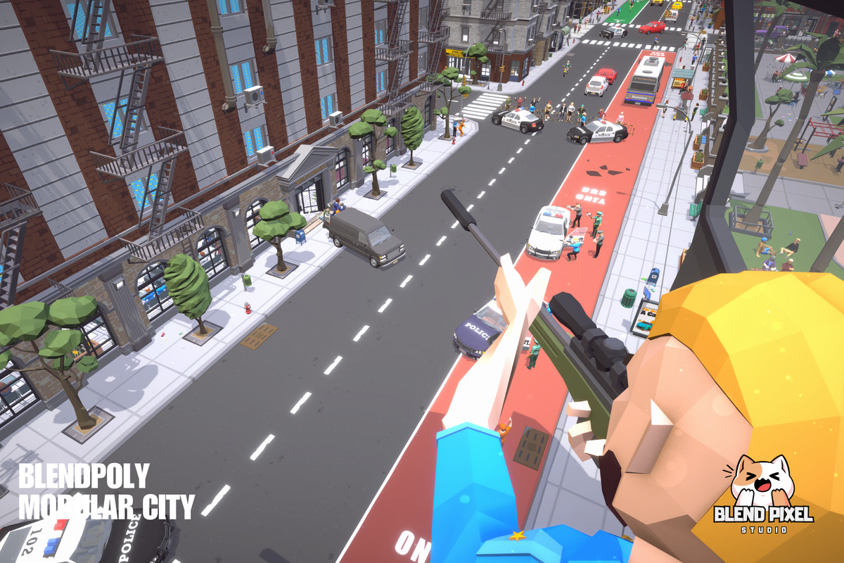 BlendPoly Modular City - Low Poly Assets