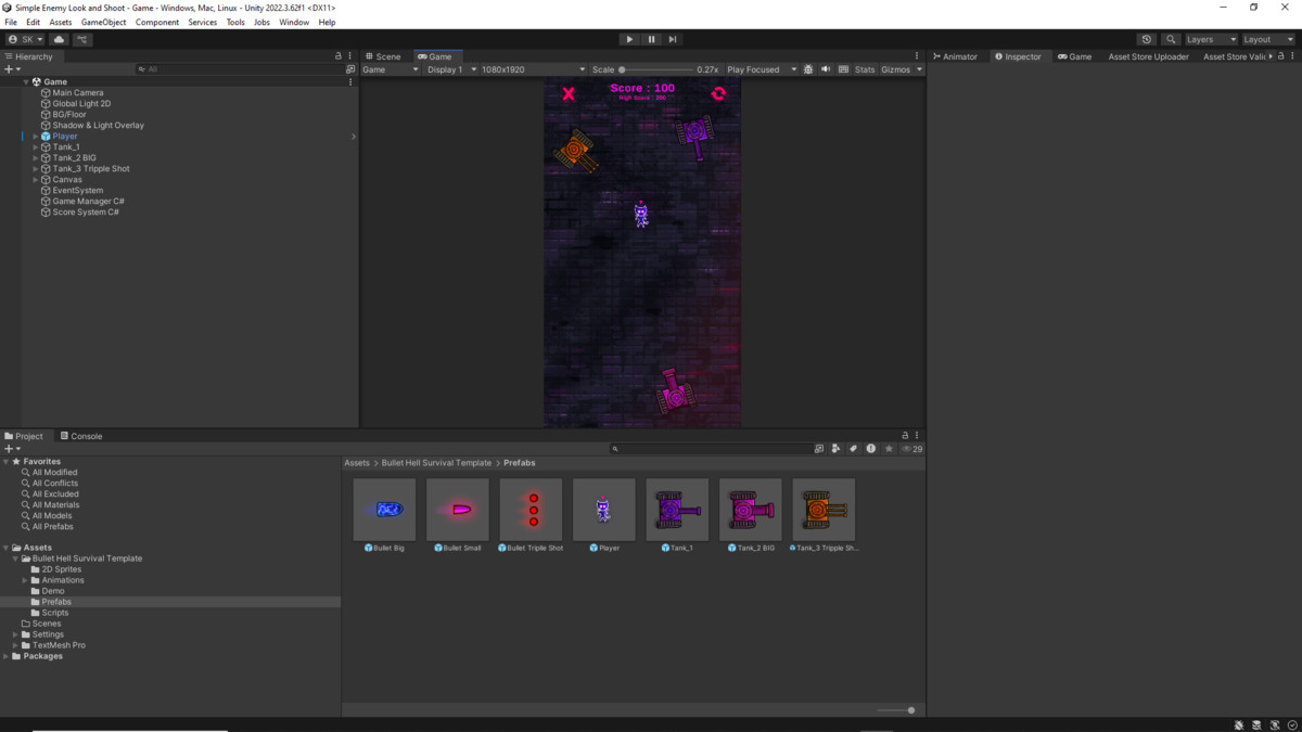 Bullet Hell Survival Template (2D)