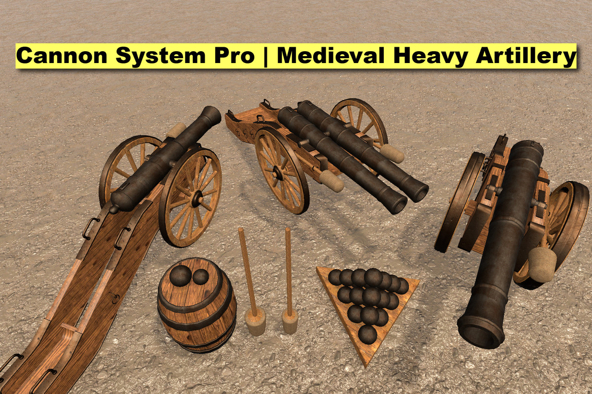 Cannon System Pro | 6 Medieval Animated & Destructible Cannons - Vol.2 Bundle