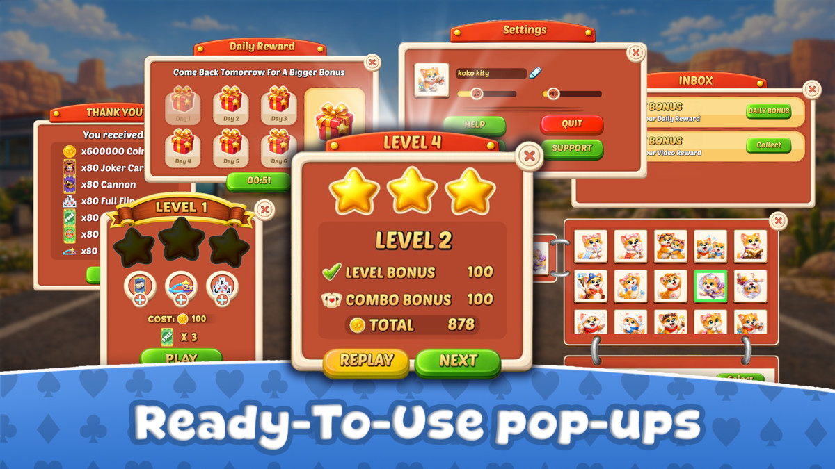 Solitaire Tripeaks Complete Game Template