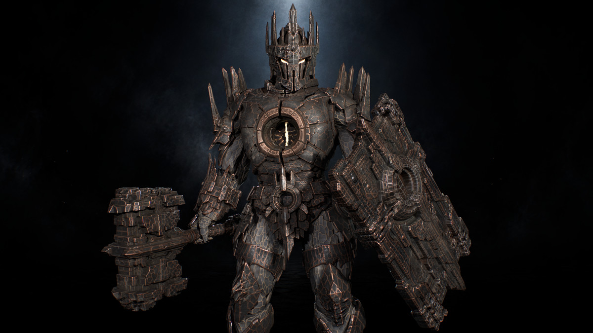Armored Stone Golem - Dark Fantasy Boss