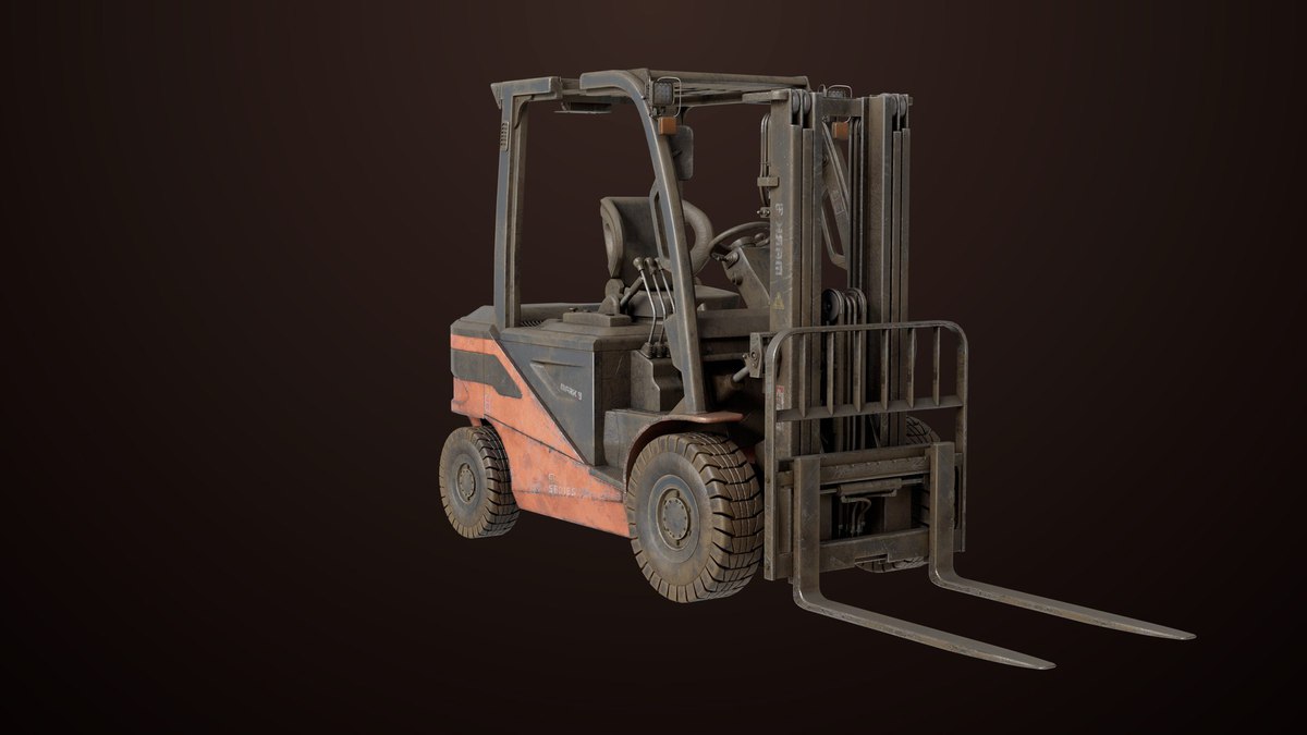 Old Dusty Forklift Truck03 Orange URP HDRP Textures