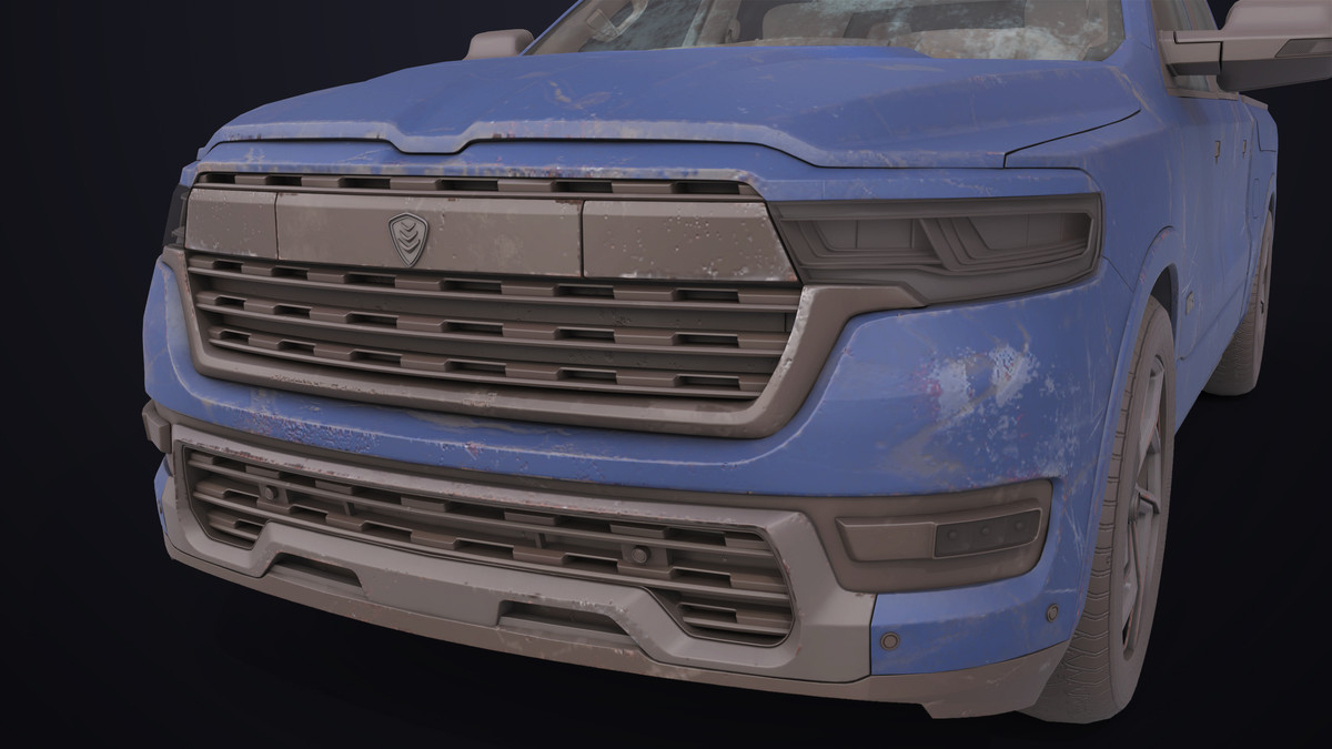 Pickup Truck 03 Blue Dusty URP HDRP Textures