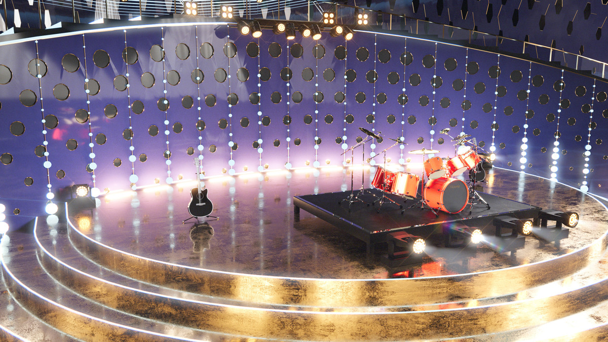 Concert Arena Stage Venue - Modular 3d Environment with props