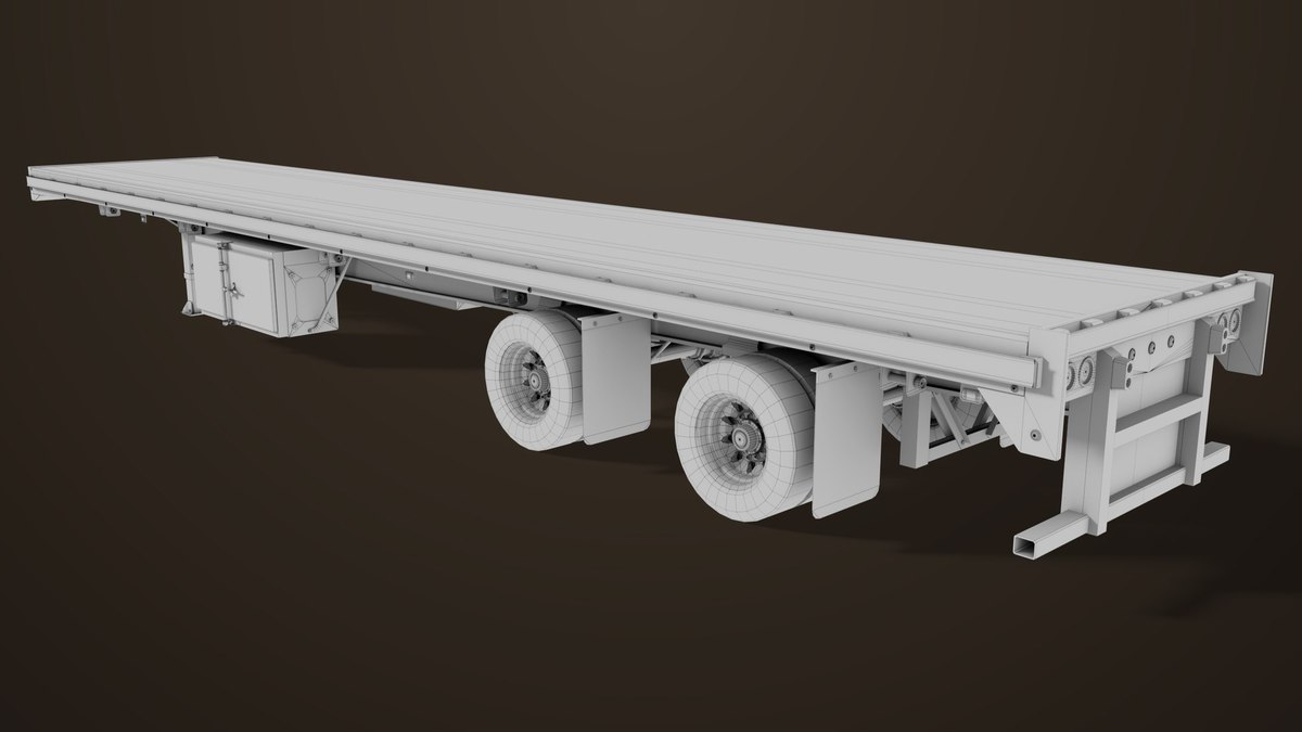 Flat Bed Trailer 05 Heavy Truck URP HDRP Textures