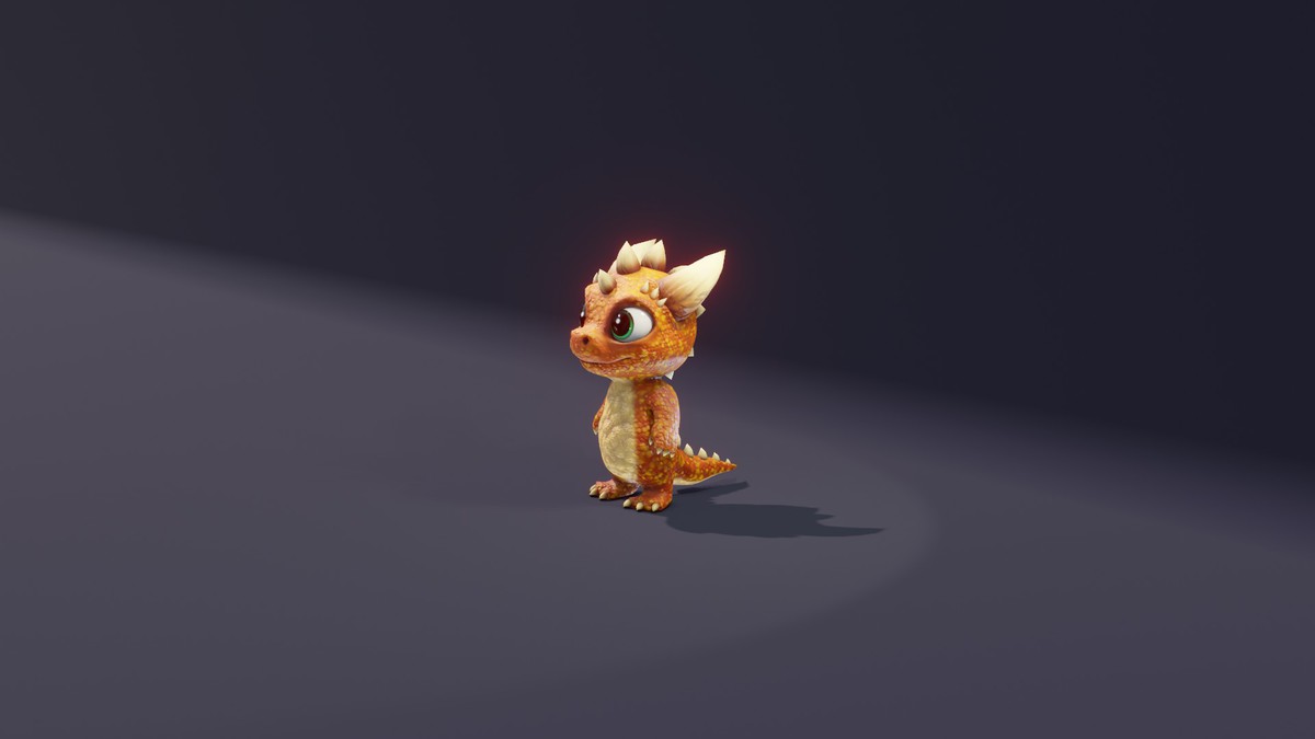 Cartoon Orange Dinosaur 3D Model – Animated Character