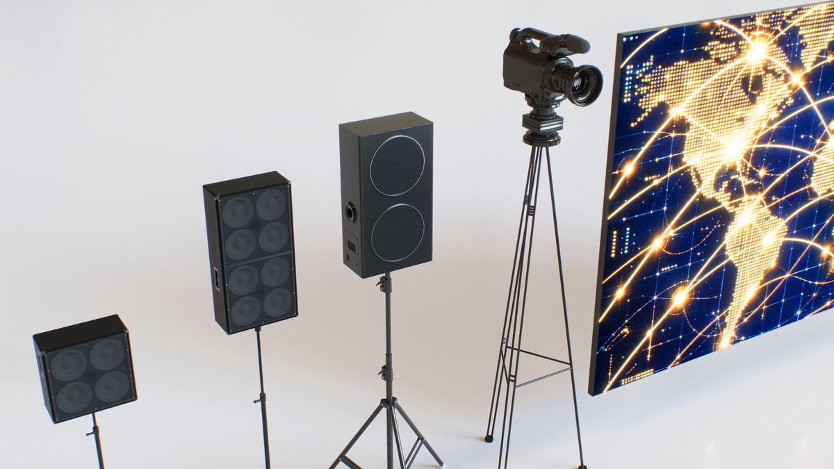 News Studio 3D Props Set - Broadcast Desks, Studio Lights, Furniture for VR