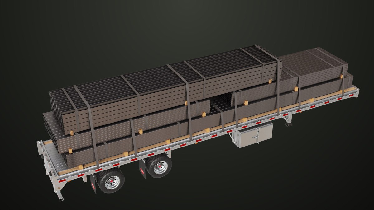 Flatbed Trailer with 7 Loads Single Mat URP HDRP Textures