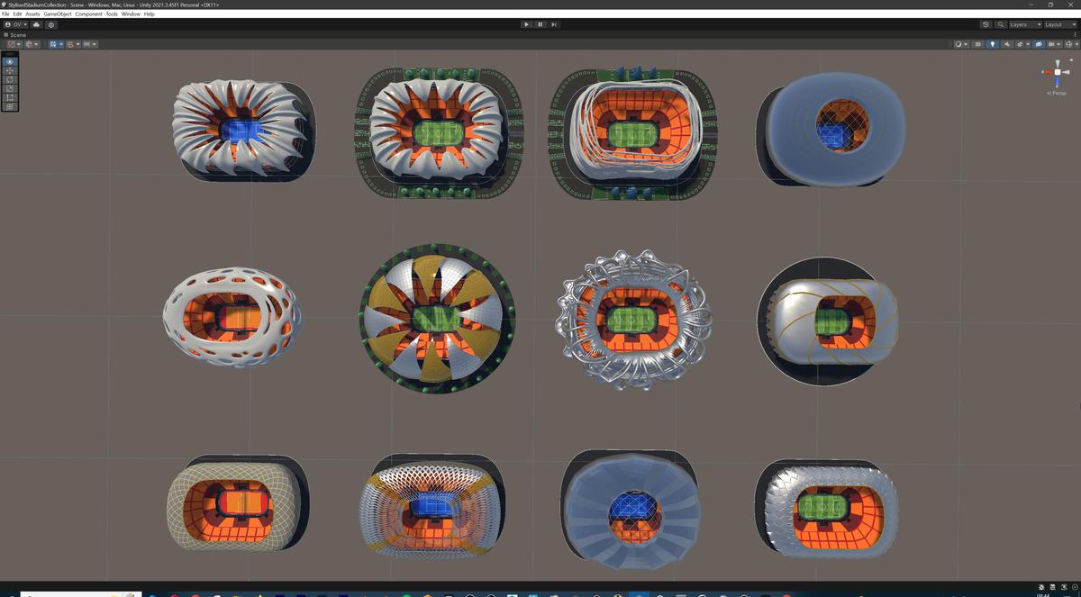 Stylised Sport Stadium Collection - 12 Low Poly Modular 3d Assets