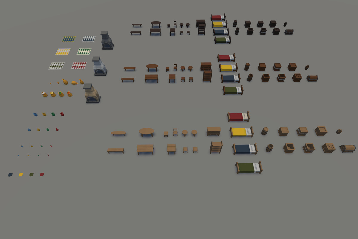 Low Poly Modular Medieval Village Constructor