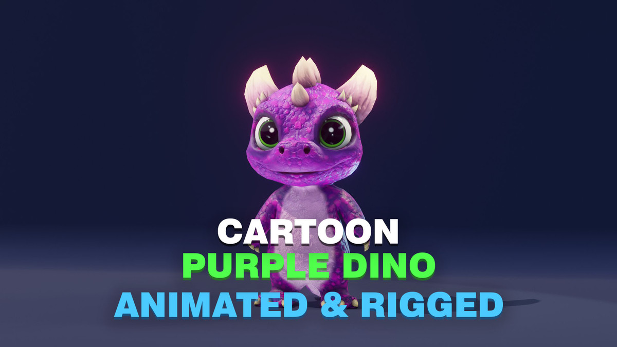 Cartoon Purple Dinosaur 3D Model – Animated Character