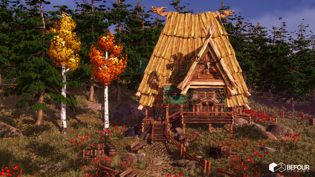 Fantasy Slavic Hut Environment (Stylized, House, Medieval )
