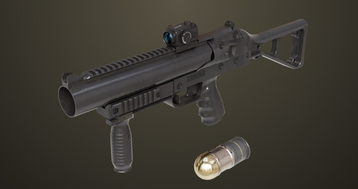 6 Grenade Launcher Black URP HDRP Textures