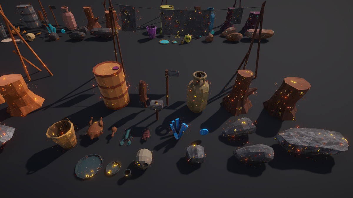 Magical Polygon Props(with Burn & Reveal FX)